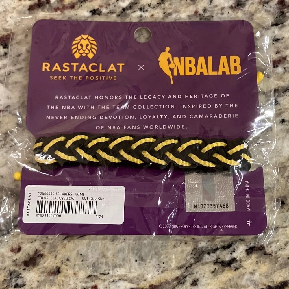 Rastaclat x NBA Los Angeles Lakers Braided Bracelet Black Gold Purple One Size